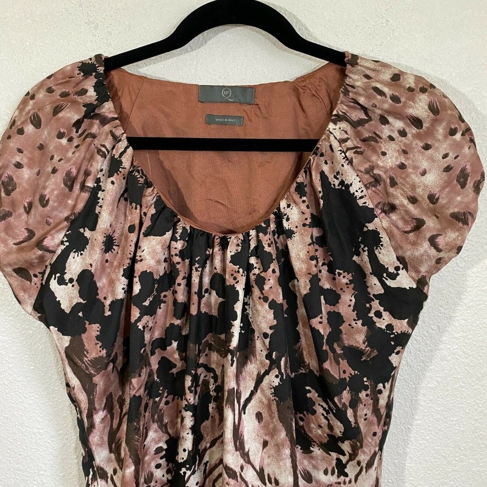 Alexander McQueen Silk Short Sleeve Gathered Front Dress Pink Patterned - Picture 4 of 8
